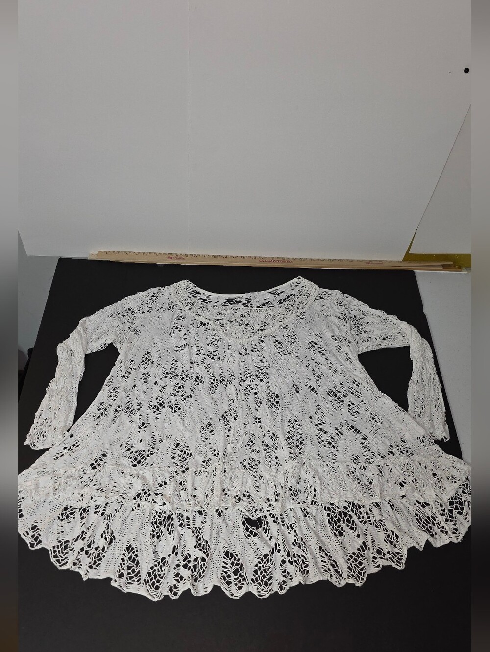 Boho White Crochet Lace Tunic Swimsuit Cover Or Top Made In ITALY Coquette